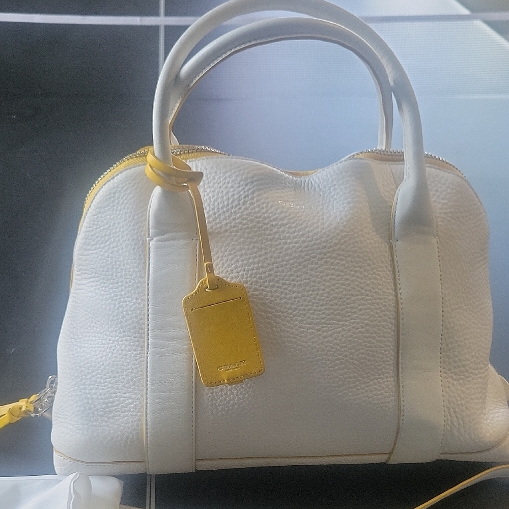 Coach Elegant White and Yellow Handbag